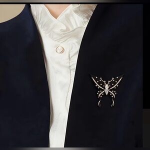 Elegant Black & Silver Butterfly Brooch